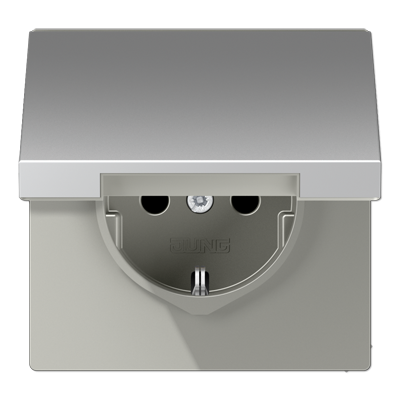 Gniazdo Schuko z klapką, zaciski śrubowe, aluminium
