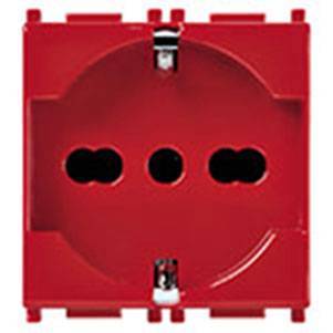Gniazdo 2P+E, 16A, standard uniwersalny, 2M, czerwony
