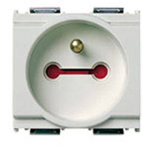 Gniazdo 2P+E, 16A, standard francuski, z blokadą, 2M, biały