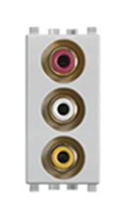 Gniazdo z 3 wejściami RCA, srebrny