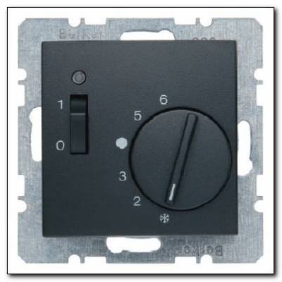 Regulator temperatury pomieszczenia z zestykiem zwiernym, elementem centralnym i łącznikiem; antracyt; B.1/B.3/B.7 Glas Numer katalogowy: 20301606