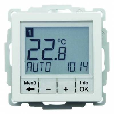 Regulator temperatury ze sterowaniem czasowym i elementem centralnym; śnieżnobiały, aksamit; Q.1 Numer katalogowy: 20446089