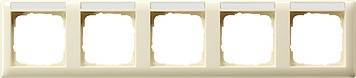 Ramka pięciokrotna z polem opisowym, pozioma System 55 kremowy