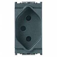 Gniazdo 2P+E, 10A, standard szwajcarski typ 13, 1M, antracyt